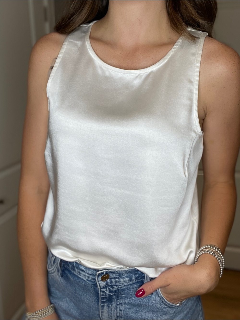 Melissa Nepton Mira Sateen Tank in French Vanilla